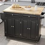 Rolling Kitchen Island with Drop Le