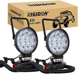 RIGIDON 2 Pcs Portable Magnetic Base Round Led Work Light, 4 inch 42W Spot Beam, 12V 24V Driving Lights Lamp for Car Off road Truck 4x4 SUV ATV Tractors Excavator, 6000K White,Led Search Lights