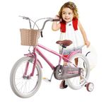 LSBIKE Girls Bike with Stabilisers Pink Kids Bike with Basket 12 14 16 18 20 Inch Wheels Girls Bicycle Children Bicycle Bike for 2-12 Years Old Kids (12 inch Wheel Girl Bike)