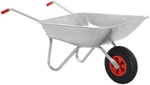 REQUISITE NEEDS 65L Cart Garden Wheelbarrow, Galvanised, Silver, Pneumatic Tyre 100KG Capacity