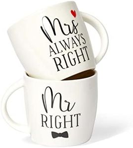 Occasion Mr Right & Mrs Always Right Mugs Boxed Gift Set. Fun Pair of Ceramic Tea or Coffee Cups, Dishwasher and Microwave Safe