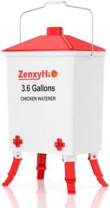 ZenxyHoC 3.6 Gallons Chicken Waterer Bucket with Adjustable Legs 4 Horizontal Water Nipples and Anti Roost Cone
