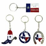 TSY TOOL 4 Pack Texas Keychain Texas Bundle Souvenir Metal Keychains Texas State Map Don't Mess with Texas Horse shoe Texas Boot Keyring Gifts, Multi, Small