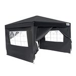 Goutime 10x10 Pop Up Canopy, Outdoor Gazebo Tent with Carry Bag and 4 Removable Sidewalls,White Tents for Graduation Parties (Black)