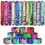 2024 Newest Sequin Slap Bracelets Ruler Style, 24Colors 12Pack Mermaid Bracelets for Kids Party Favors Slap Wrist Bands with Multi Colors for Kids Birthday Christmas Gift