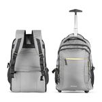 NOVEX 30L Laptop Trolley Water Resistant Backpack for Men & Women | 3 Compartments Polyester Bag with 2 Spinner Rolling Wheels | Ideal for Travel & Official Trips | Grey