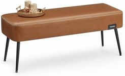 VASAGLE EKHO Collection - Bench for Entryway Bedroom, Synthetic Leather with Stitching, Ottoman Bench with Steel Legs, Living Dining Room, Mid-Century Modern, Loads 660 lb, Caramel Brown ULOM076K01