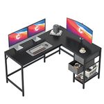 Cubiker L Shaped Desk with Drawers, 59 Inch Corner Computer Desk with Storage Shelves, Home Office Desk for Writing Gaming Study, Black