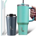 Leczonio 1200ML Tumbler with lid and Straw | Water Sipper for Adults Insulated Cup Reusable Stainless Steel Water Bottle Travel Mug Cupholder Friendly | Gifts for Women Men Him (Mint Green, 1200 ML)