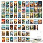 SHOXREM National Parks Theme Postcard Set: Retro Travel Posters Wall Decoration - 63 Abstract U.S. Parks Illustrations, 4" W x 6" H