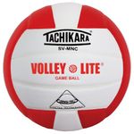 Tachikara SV-MNC Volley-Lite volleyball with Sensi-Tech cover, regulation size but lighter (scarlet/white)