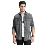 ROOKIES Men's Full Sleeve Slim Fit Cotton-Stretch Blended Denim Shirt (RJS2401-S) DK Grey