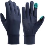 OZERO Mens Winter Touchscreen Gloves: Cold Weather Thin Warm Liner Glove - Thermal Windproof Gloves for Running Hiking Cycling Driving-Dark Blue(X-Large)