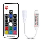 VIPMOON DC 5V-24V 12A Mini RGB LED Controller with 17-Key RF Wireless Remote Control Dimmer for 5050 3528 5630 LED Strip Lights