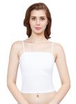 PLUMBURY Women Lightly Padded Seamless Built in Bra Short Slip Camisole,White,Size M