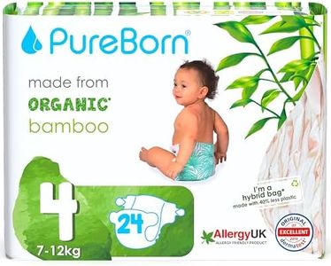PureBorn Pañales Bebé Ecológicos de Bambú, Talla 4 (7-12 kg), 24 piezas, Hipoalergénicos, Ultrasuaves, Estampado Surtido