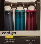 Contigo Autoseal Spill-Proof Water Bottle 24oz, 3 Pack (Stormy Weather, Scuba, Very Berry)