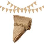 jijAcraft 48PCS Hessian Bunting, 15M Garden Bunting Flags Outdoor Bunting Decorations, Wedding Banner for Garden, Baby Shower, Rustic Wedding Decorations