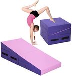 Gymnastics Mat Incline Mats Foam Kids Climbing Mat Folding Tumbling Wedge Mats for Gym Cheese Mats for Gymnastics Exercise Mat Yoga Mat for Kids Play Home Exercise Aerobics, Pink