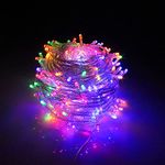 SHATCHI Fairy String Lights 100 LEDs Multicolour Indoor/Outdoor Christmas Christmas Tree/Home/Party/Wedding/Garden Decorations Clear Cable 8 Modes Mains Powered Memory Auto Timer