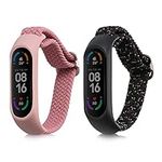 kwmobile Nylon Watch Strap Compatible with Xiaomi Mi Smart Band 6 / Mi Band 6 / Band 5 Strap - 2x Fitness Tracker Replacement Wristband with Clasp