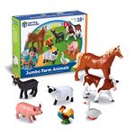 Learning Resources Jumbo Farm Animals, Inludes Horse, Pig, Cow, Goat, Sheep, Rooster, Goose, 7 Pieces, Ages 18 Mos+