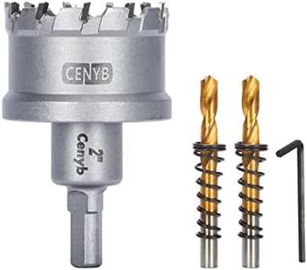 CENYB 2" (51mm) Tungsten Carbide Tipped Hole Saw with 2Pcs Titanium-Plated Pilot Drill Bits for Metal, Steel, Iron, Wood, Plastic