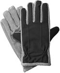 Isotoner Men's Tech Stretch smarTouch Fleece Palm Gloves, Black/Oxford Heather, MD