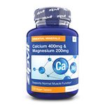 Calcium 400mg and Magnesium 200mg, 120 Vegan Tablets (4 Months Supply). Supports Muscle and Bone Health. Vegetarian Society Approved. UK Supplier