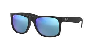 Ray-Ban Unisex's Justin Sunglasses, Black (Vidiros : Blue Mirror 622/55), 54 mm