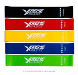 XTREME ATHLETICS Resistance Bands, Set of 5 different resistance levels Skin-Friendly Resistance - Carry Case included - Ideal for Home, Gym, Yoga, Training, Strength