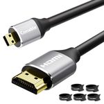 Micro HDMI to HDMI Cable 20 FT, High Speed Full HDMI to Micro HDMI Cable, Support 4K@60Hz HDR ARC, Compatible with GoPro Hero, Sport Camera, Raspberry Pi 4, Sony Camera, Nikon, Yoga