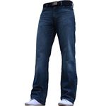 BNWT New Mens Wide Leg Bootcut Flared Blue Heavy Denim Jeans All Waist & Sizes Dark Blue 30W X 32L