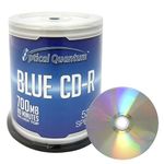 Optical Quantum Blue AZO CD-R 700MB 52X Shiny Silver Top Blank Recordable Media Disc - 100pk Cake Box, 100 Discs