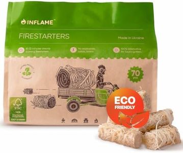 Inflame Fire Starters 70 pcs Fire Starters for Campfires, Grill, BBQ, Fireplace, Woodstove - Charcoal Starter - Waterproof, Weather-Resistant - Natural Wood Fireplace Starters