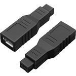 NECABLES 2Pack FireWire 400 to 800 Adapter Converter IEEE 1394a 6-Pin Female to 1394b 9-Pin Male