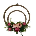 Grassroot Galery Flower Wreath Decoration Artificial Lavender Flowers for Home Decor Door Hanging Garland for Decoration with Hearts on Willow Ring (Pink, 11.00)