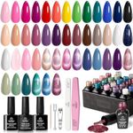Beetles 24pc Cat Eye Glitter Blue Gel Nail Polish Set and 25 Color Gel Polish Set