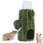 Kelivi Hamster Water Bottle for Glass Tank, 2-In-1 Adjustable Hamster Water Bottle 80ML Gerbil Water Bottle with Stand, No Drip Chew Proof Ceramic Water Bottle Holder for Dwarf Hamster Mice Rat