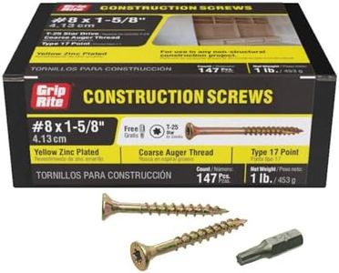Grip-Rite 158GCS1 #8 x 1-5/8" Star Drive Gold Construction Wood Screw, 1lb Box