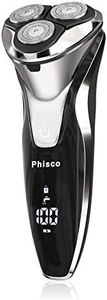 Phisco Electric Shaver Razor for Men with Floating Rotary Razor Ipx7 Led Display Rechargeable Dry/Wet Men's, Electric Shavers for Men Face with Pop-Up Beard Trimmer for Father Day Gifts