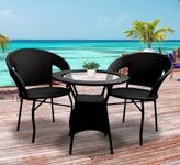 AAKARSHAK India 2+1 Outdoor Indoor Patio Furniture Sets Rattan Chair Patio Set Conversation Set Poolside Lawn Chairs Balcony Outdoor Garden Furniture Chair (Black Color)