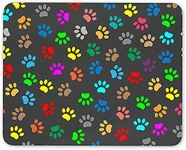 LBS4ALL Colourful Paw Prints Mouse Mat Pad - Animal Print Dog Cat Computer #15317