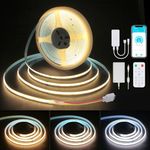 ALITOVE 32.8ft COB White LED Light Strip Tunable App Control 2700K-6500K CRI>90 CCT LED Tape Light 24V 6080LEDs Dimmable Music Mode Led Strip Lighting Kit for Indoor Home Commercial DIY