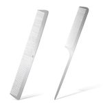 2 PCS Stainless Steel Hair Combs Metal Rat Tail Comb with Metal Pick Flat Top Barber Comb Teasing Pintail Comb Hair Styling Cutting Comb