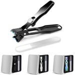 German Nail Clippers for Men, Stainless Steel Nail Clippers for Men, Large Toenail Clippers for Thick Nails, Nail Scissors with Storage Box and Nail File (Black)