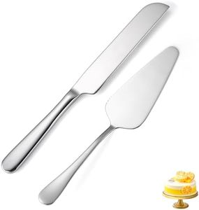 tiokin Wedding Cake Knife and Server Set Silver,Stainless Steel Cake Cutting Set,2Pcs Include Cake Cutter And Cake Server for Wedding, Birthday, Parties and anniversary, Dishwasher Safe