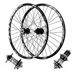 MTB Wheelset 26/27.5/29 Inch Bicycle Rim, Aluminum Alloy Hybrid/Mountain Bike Hub 2250g Disc Brake HG Sealed Bearings for 7/8/9/10/11/12 Speed (Color : Black, Size : 26 inch)