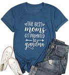 KNEYATTA Women Best Moms Shirt Get Promoted to Grandma T Shirt Grandmother Gift Shirt Short Sleeve Casual Tee Top, Blue, X-Large