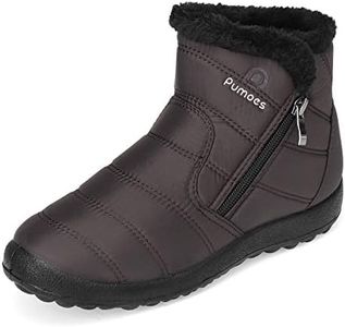 gracosy Warm Snow Boots Outdoor for Women Winter Fur Lining Shoes Anti-Slip Lightweight Ankle Bootie Waterproof Slip on Sneakers Coffee 10 M US